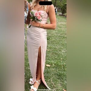 Chic Pink Prom Dress with Slit